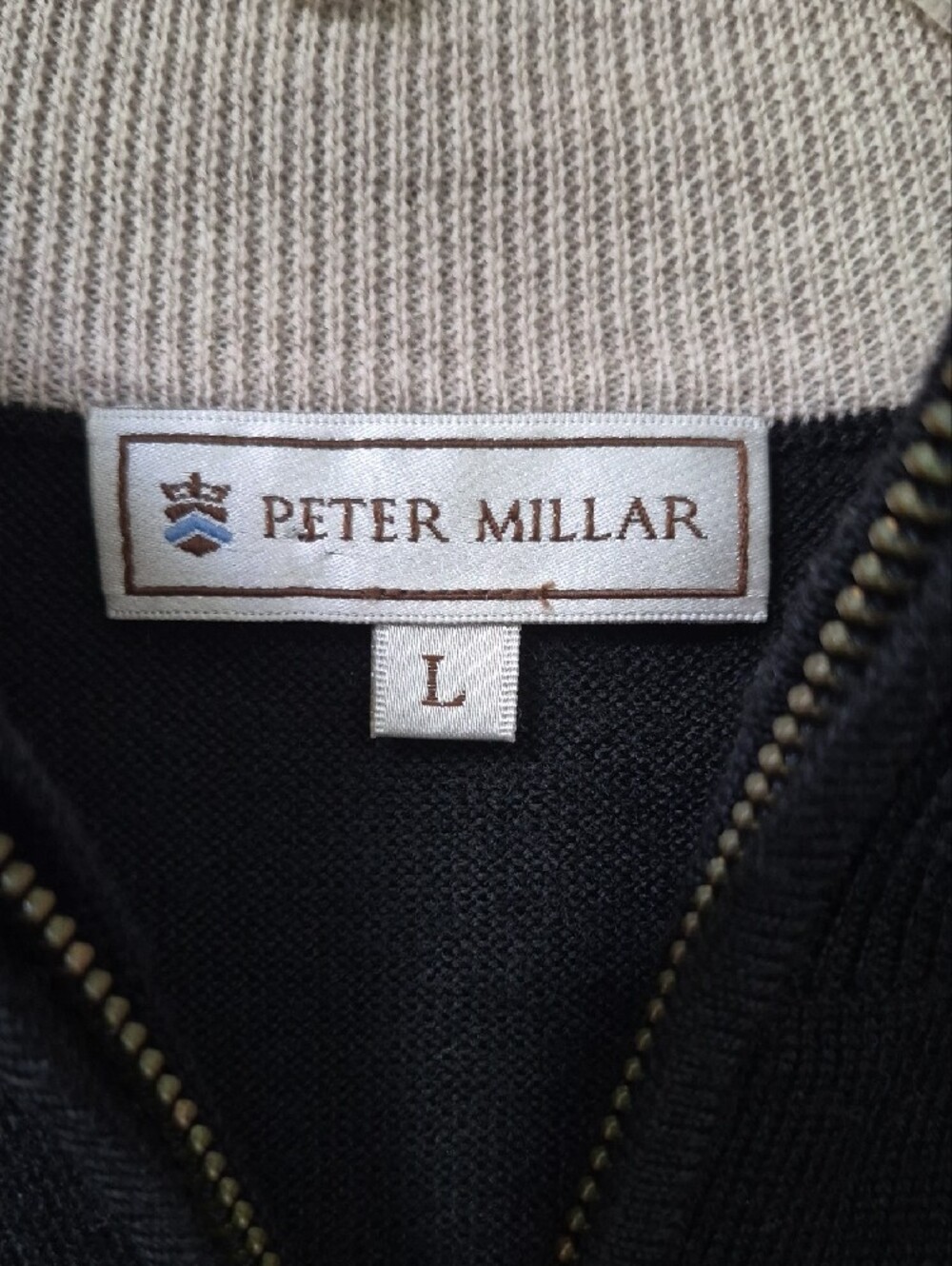 Peter Millar Men's L Black 1/4 Zip 100% Italian Merino Wool Sweater Classic Golf - Picture 2 of 6